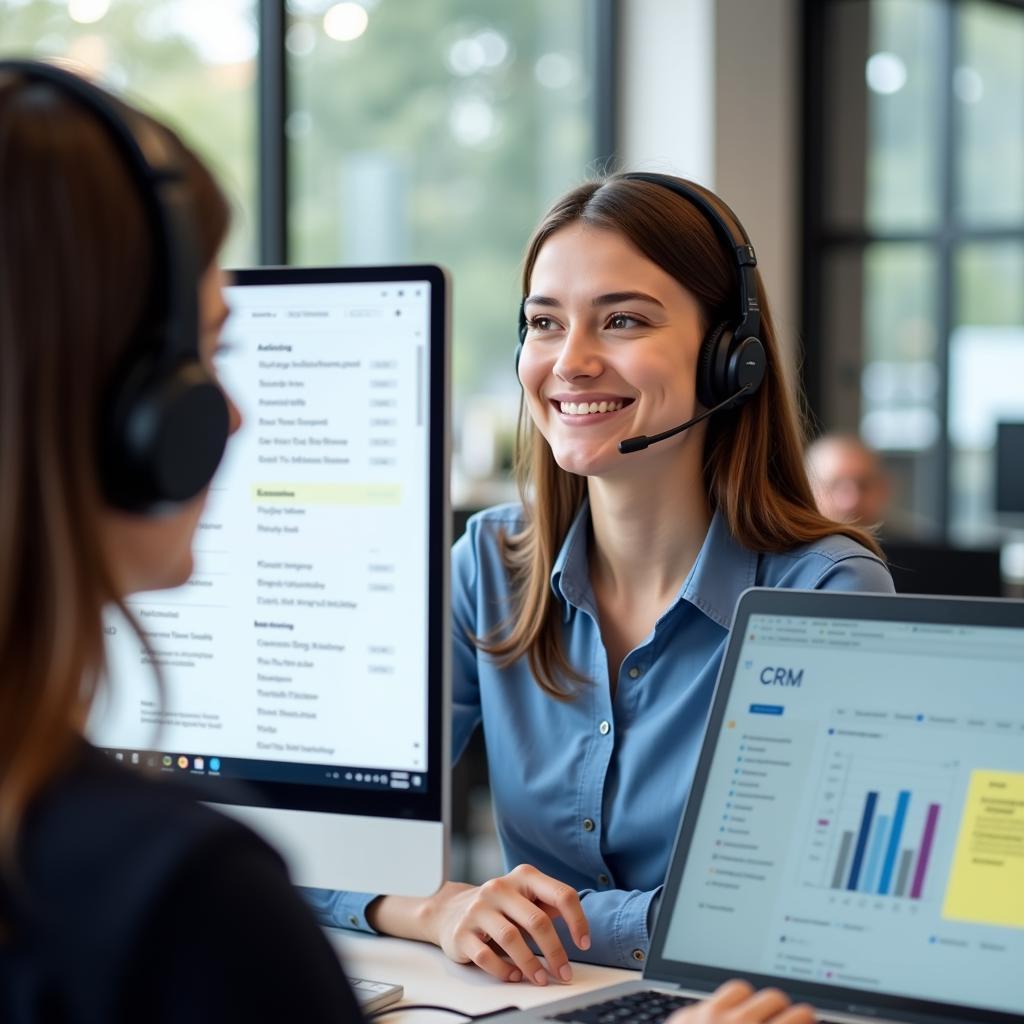 Customer Service Representative Assisting a Customer via Headset