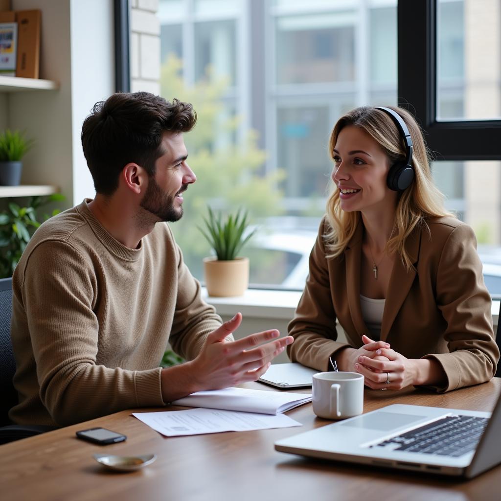 Customer Talking to Customer Service Representative