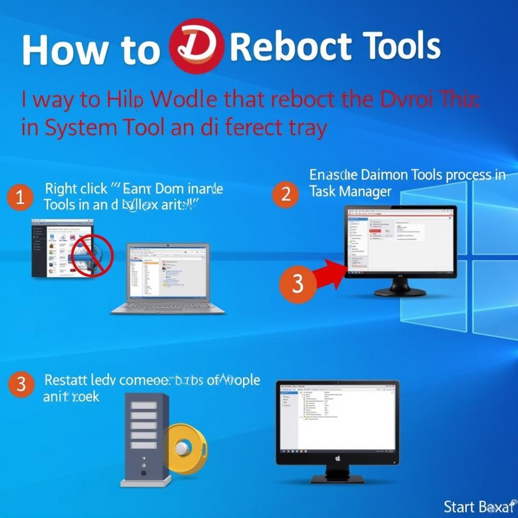 Daemon Tools Restart Methods via System Tray, Task Manager and System Reboot