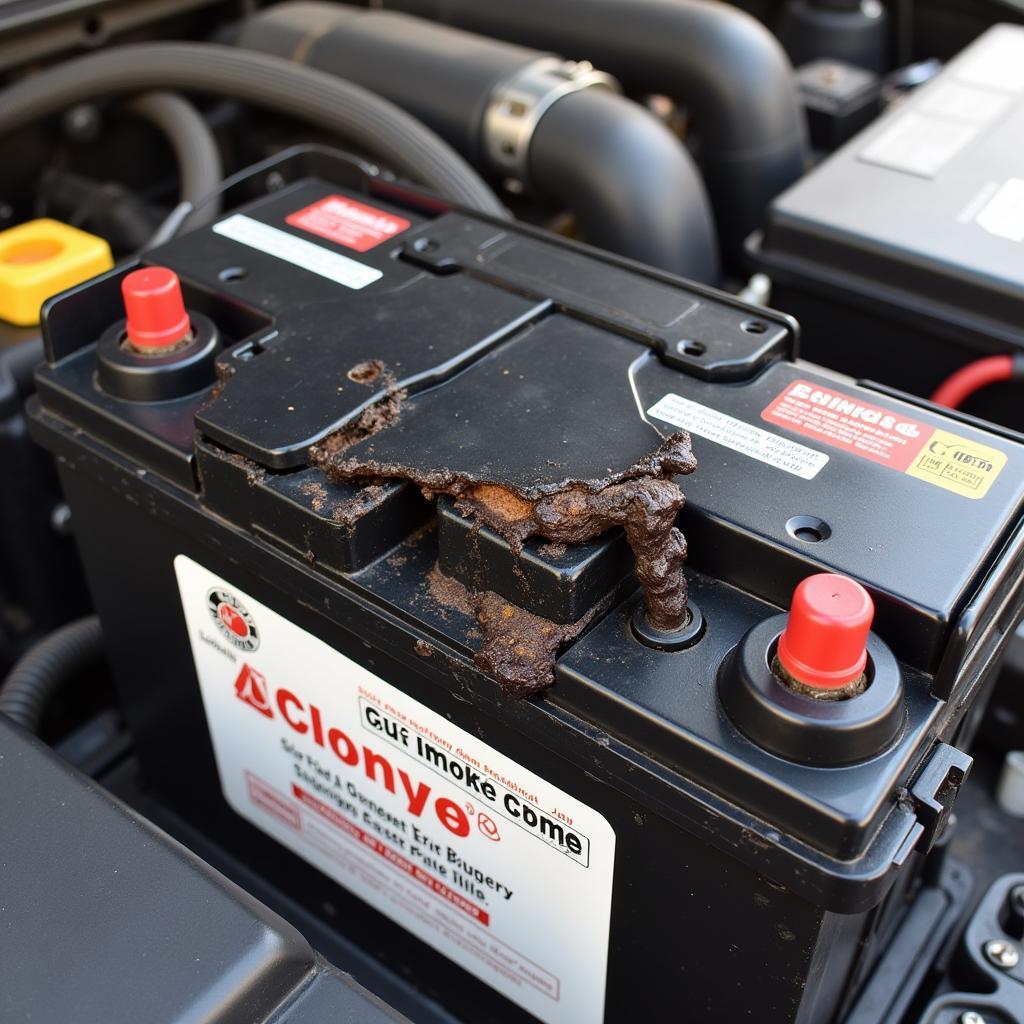 Car battery damaged by a short circuit