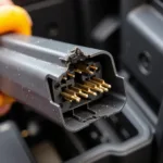 Damaged Car Connector Due to Incorrect Tool Use