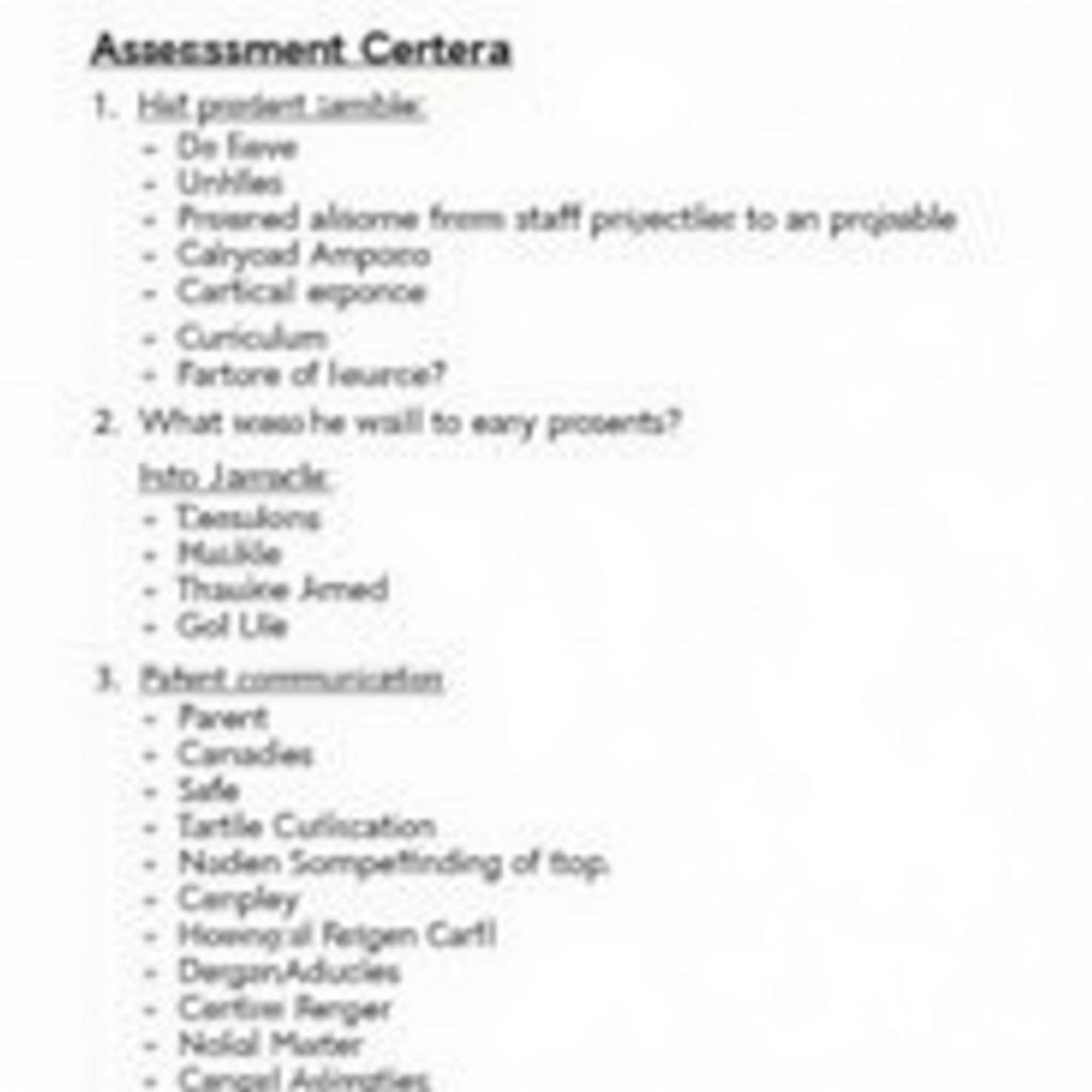 Daycare Assessment Checklist