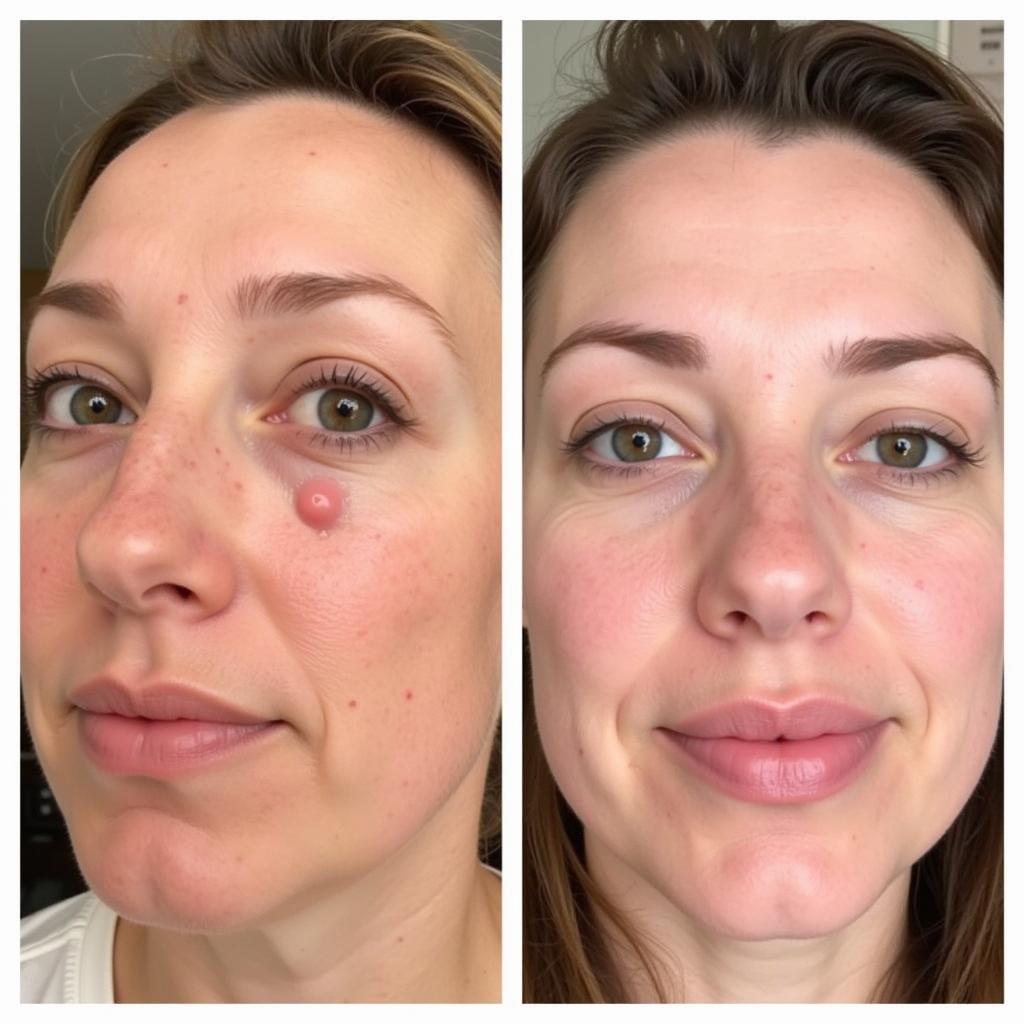 Before and after images showing the effects of derma rolling