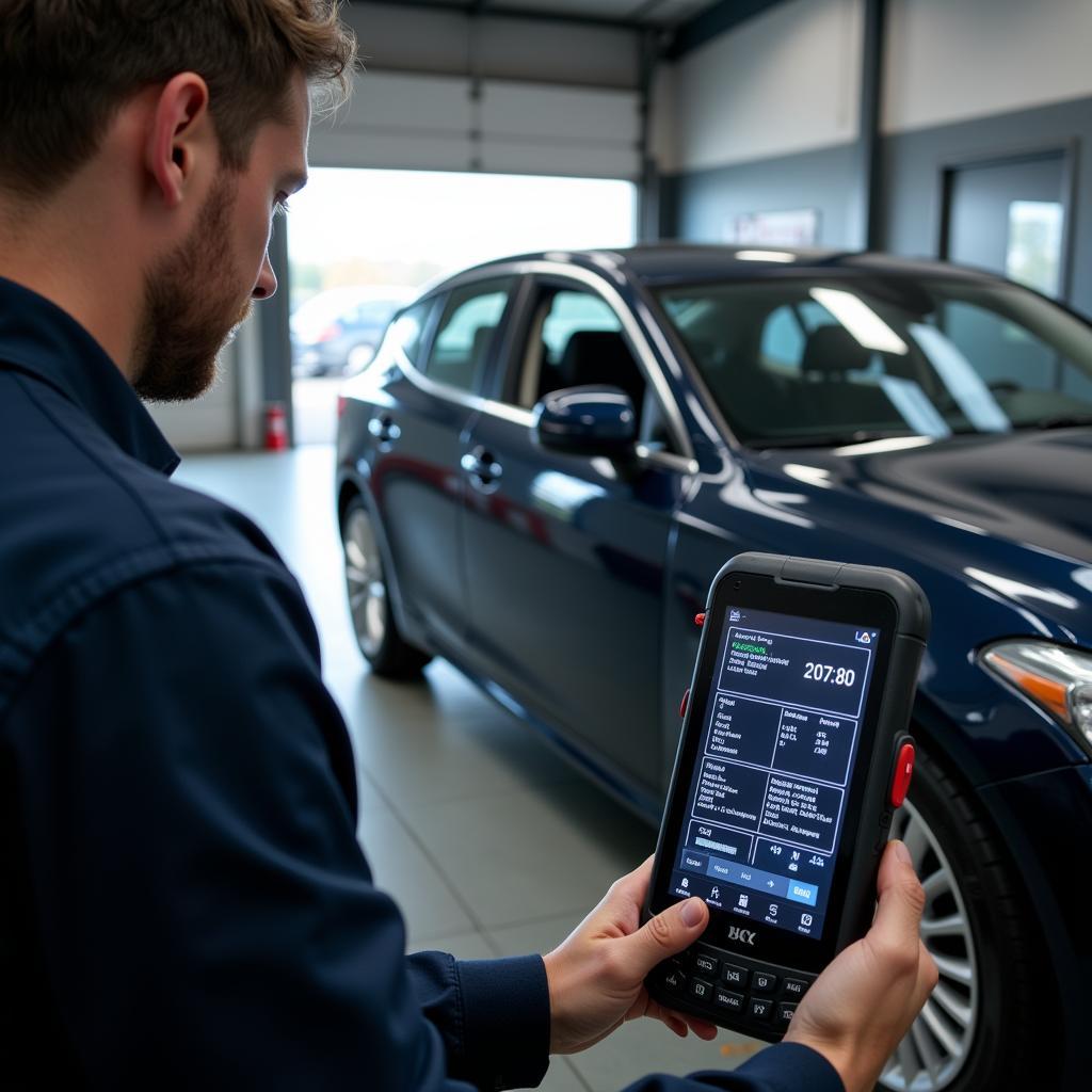 Used Car Dealer Using a Diagnostic Scan Tool to Assess Vehicle Condition