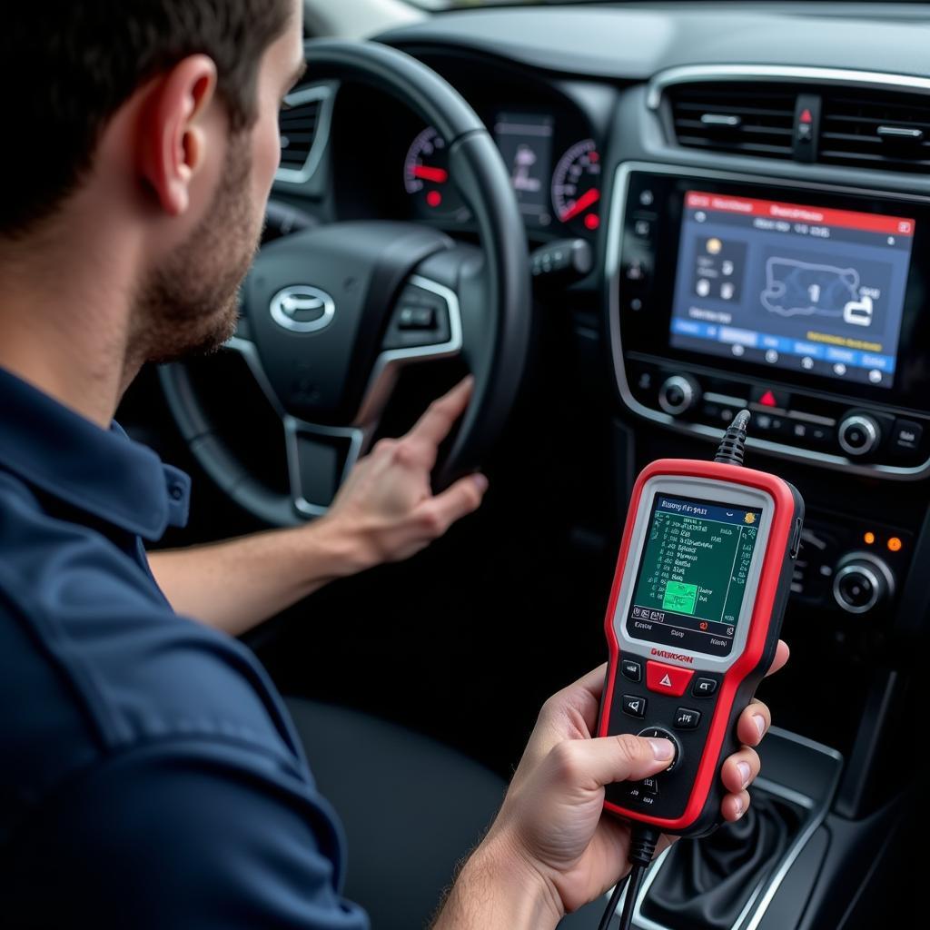 Diagnostic Technician Analyzing Car's Computer System