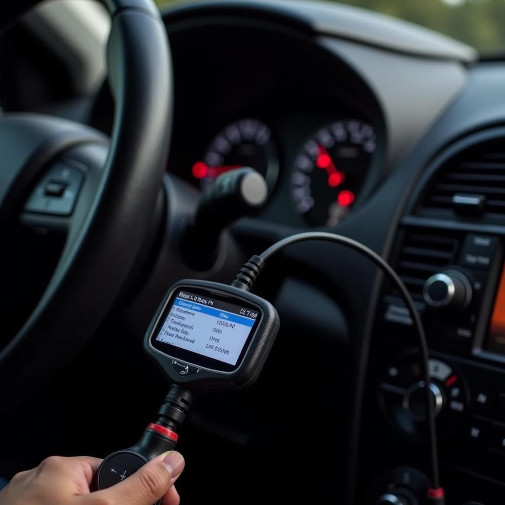 Diagnostic Tool Connected to OBD-II Port