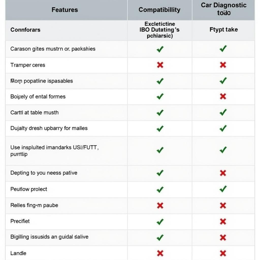 Car Diagnostic Tools Comparison Chart