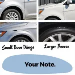 Various Dent Sizes and Locations on a Car Body