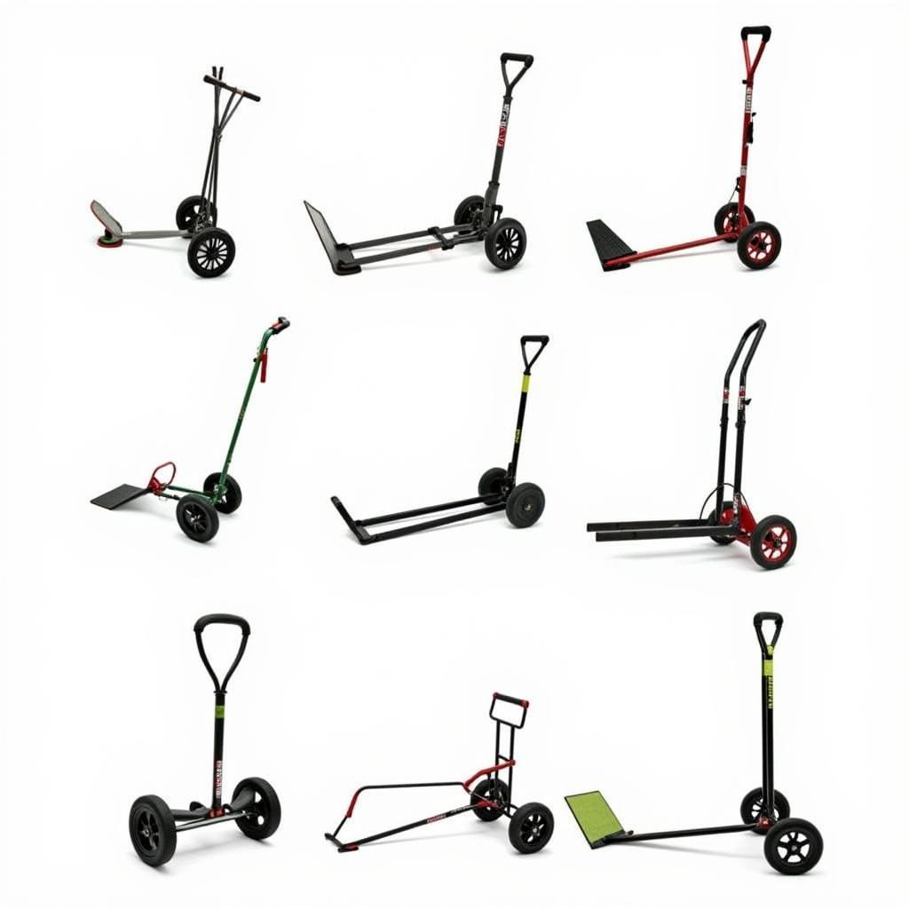 Various models of hoppy car push tools showcasing different features and weight capacities.