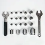 Various Sized Lug Nuts and Corresponding Wrenches