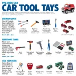 Variety of car tools toys for different ages