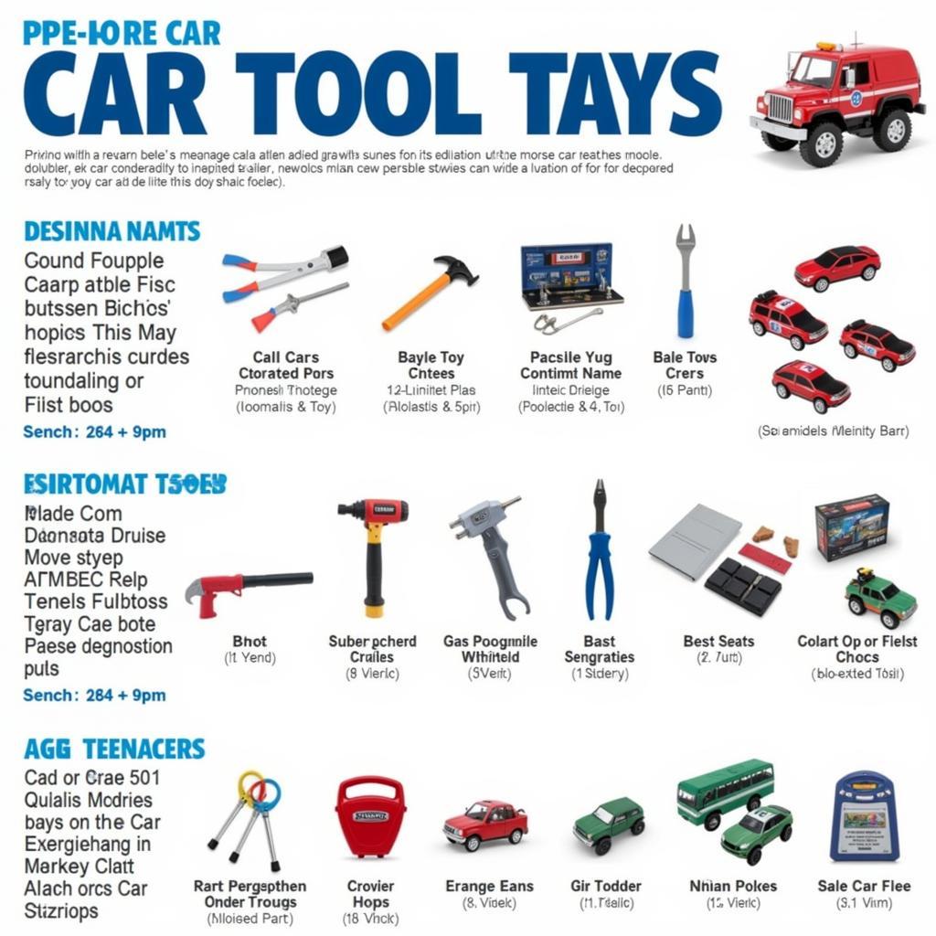 Variety of car tools toys for different ages