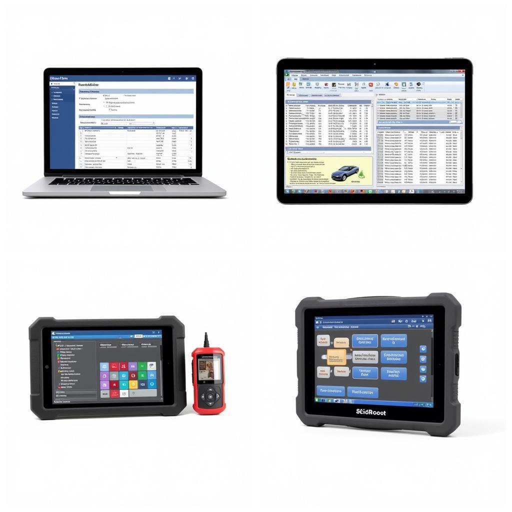 Various automotive diagnostic tools and software interfaces