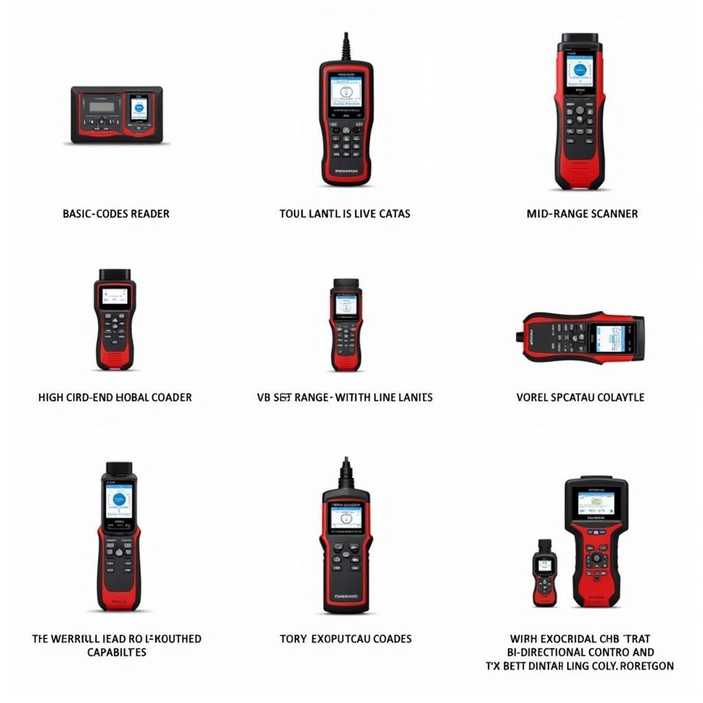 Various CA CARA tools for car diagnostics, ranging from basic code readers to advanced professional scanners