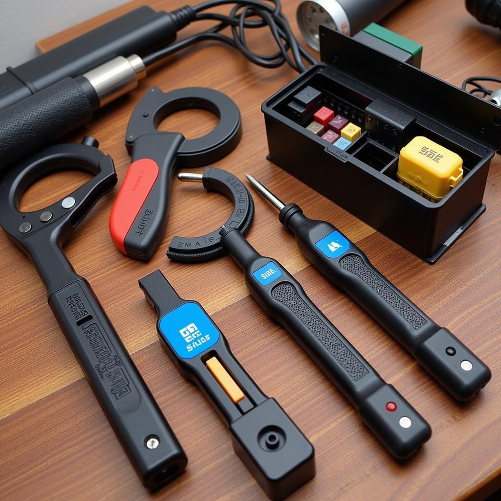 Various car fuse checker tools, including basic testers and multimeters.