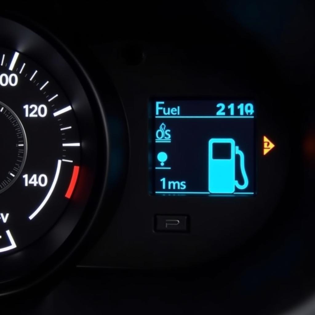 Modern Digital Fuel Gauge Display in a Car