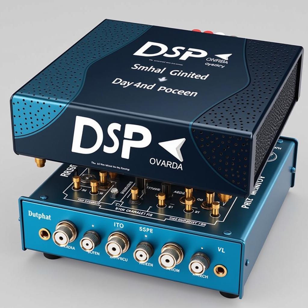 A digital sound processor for car audio with various input and output connections.