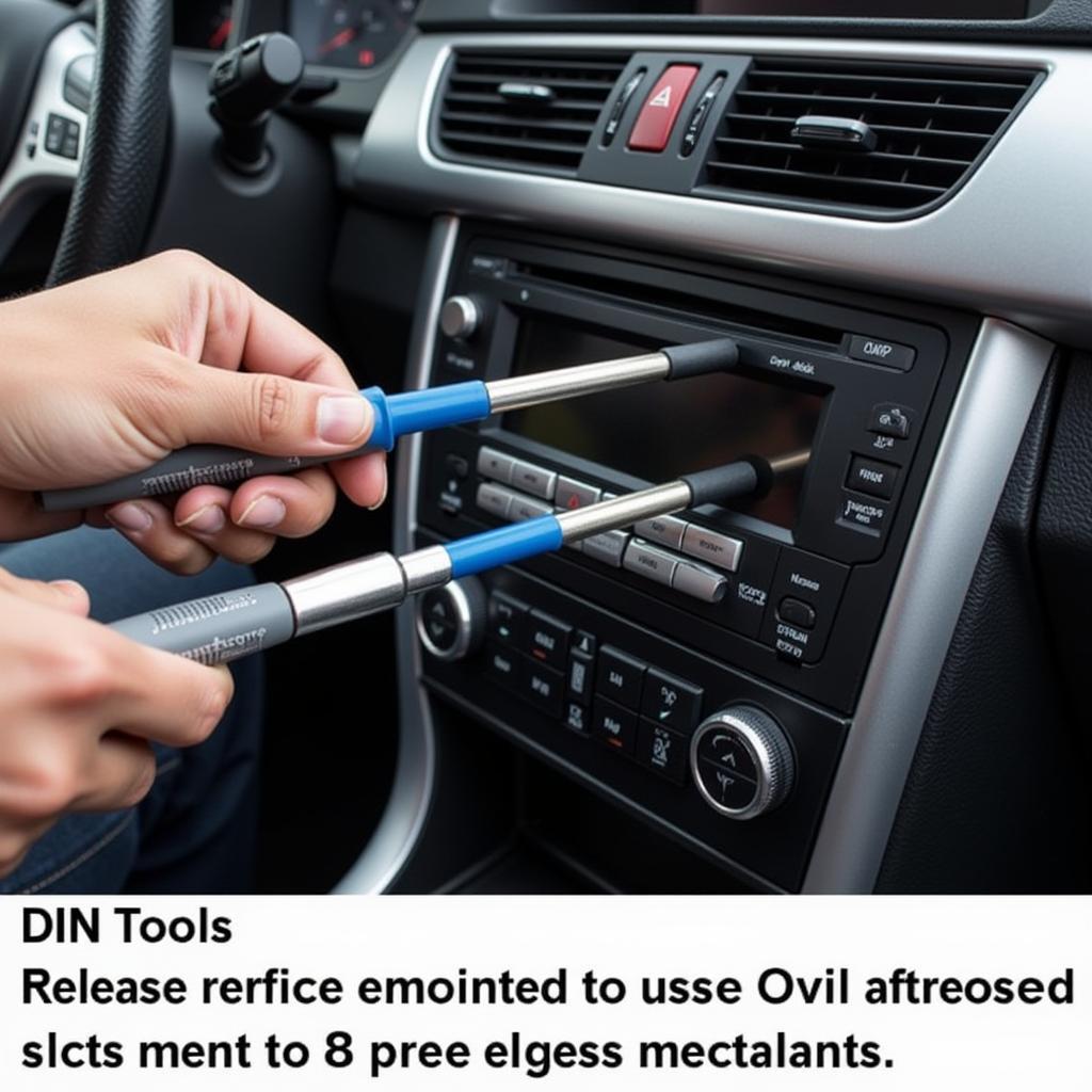 Inserting DIN Tools for Car Stereo Removal