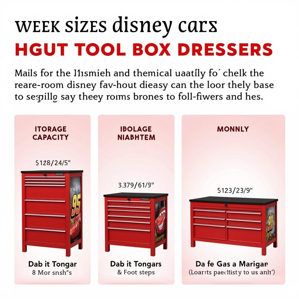 Disney Cars Tool Box Dresser in Different Sizes