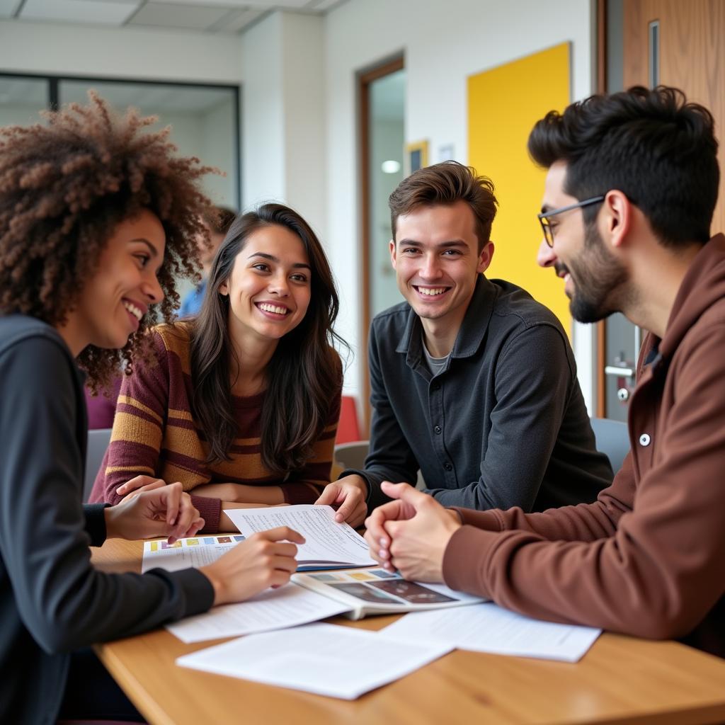 Diverse college students exploring career paths