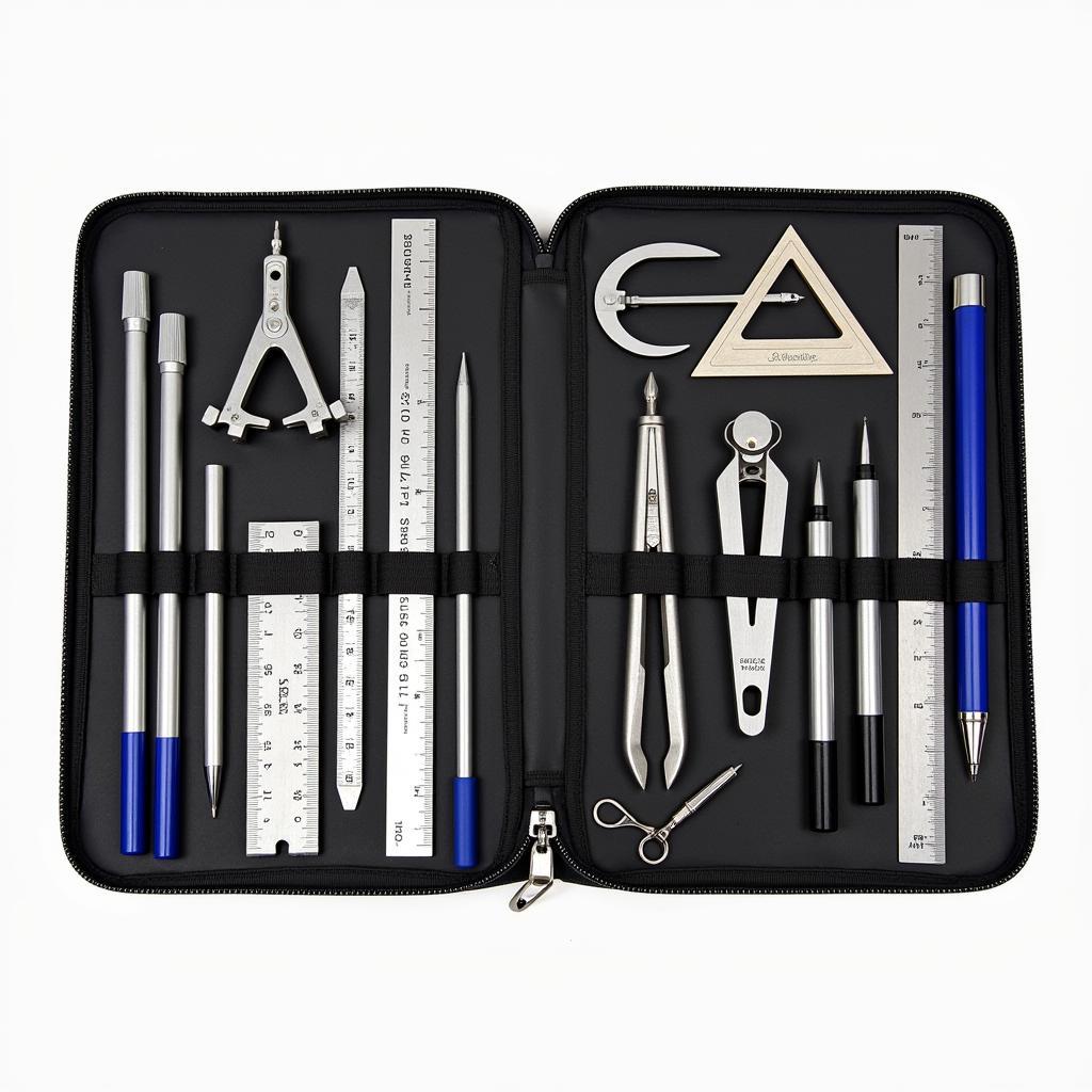 Drawing Tools Neatly Organized in a Dedicated Case