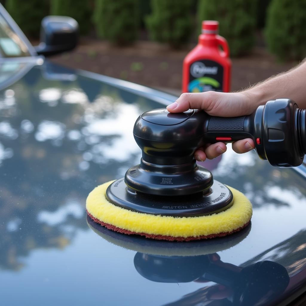 Using a Dual-Action Polisher on a Car