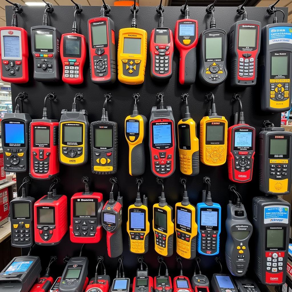 Diagnostic tools display in a Durban automotive parts store.