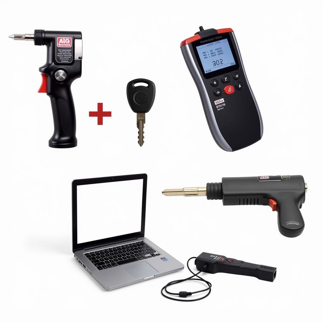 Electronic car unlock tools like auto lock pick guns, key programmers, and decoders.