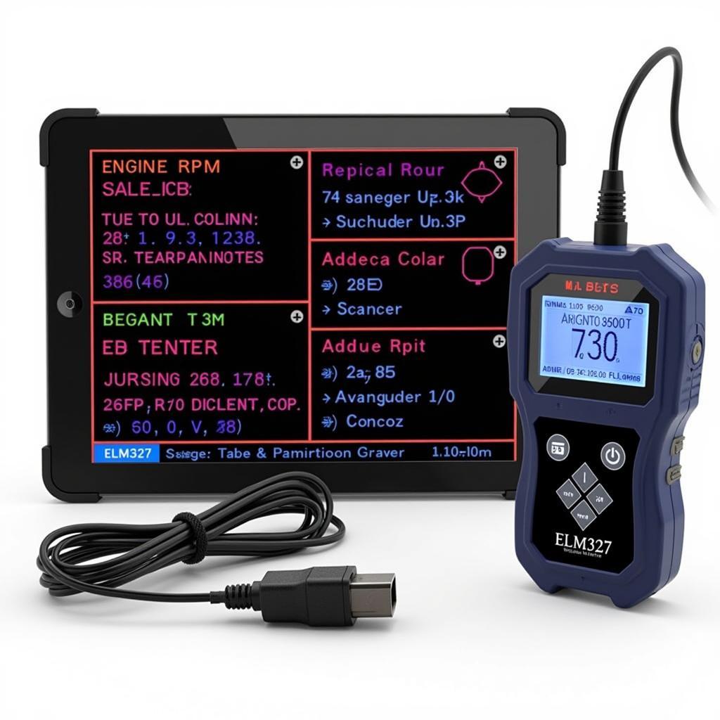 ELM327 displaying diagnostic data on a tablet