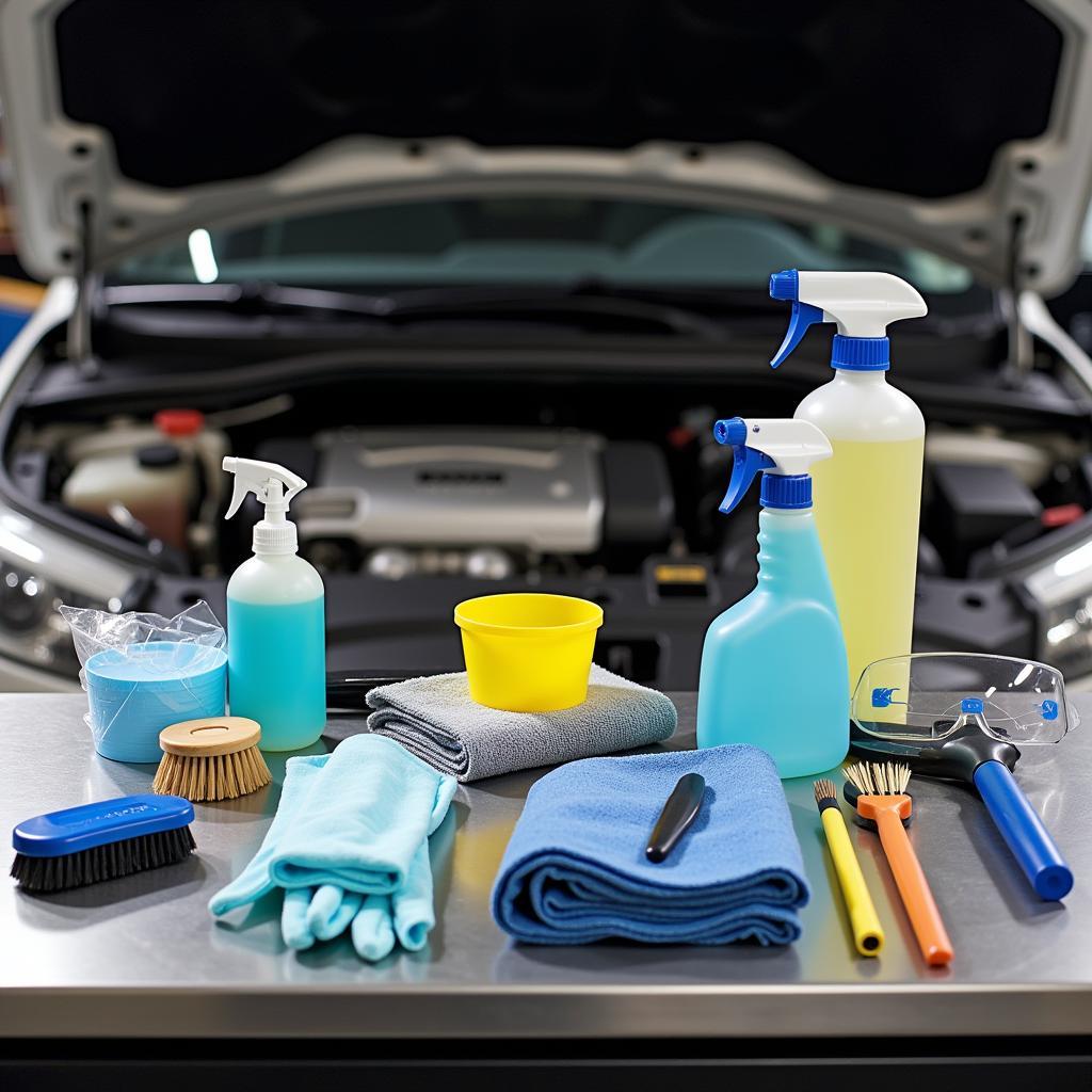 Essential tools for cleaning a car engine bay