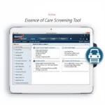 Modern Car Diagnostic Software Interface Showing Essence of Care Screening Tool