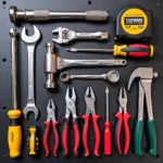 Essential Hand Tools Set for Car Repair at a Mechanics Shop