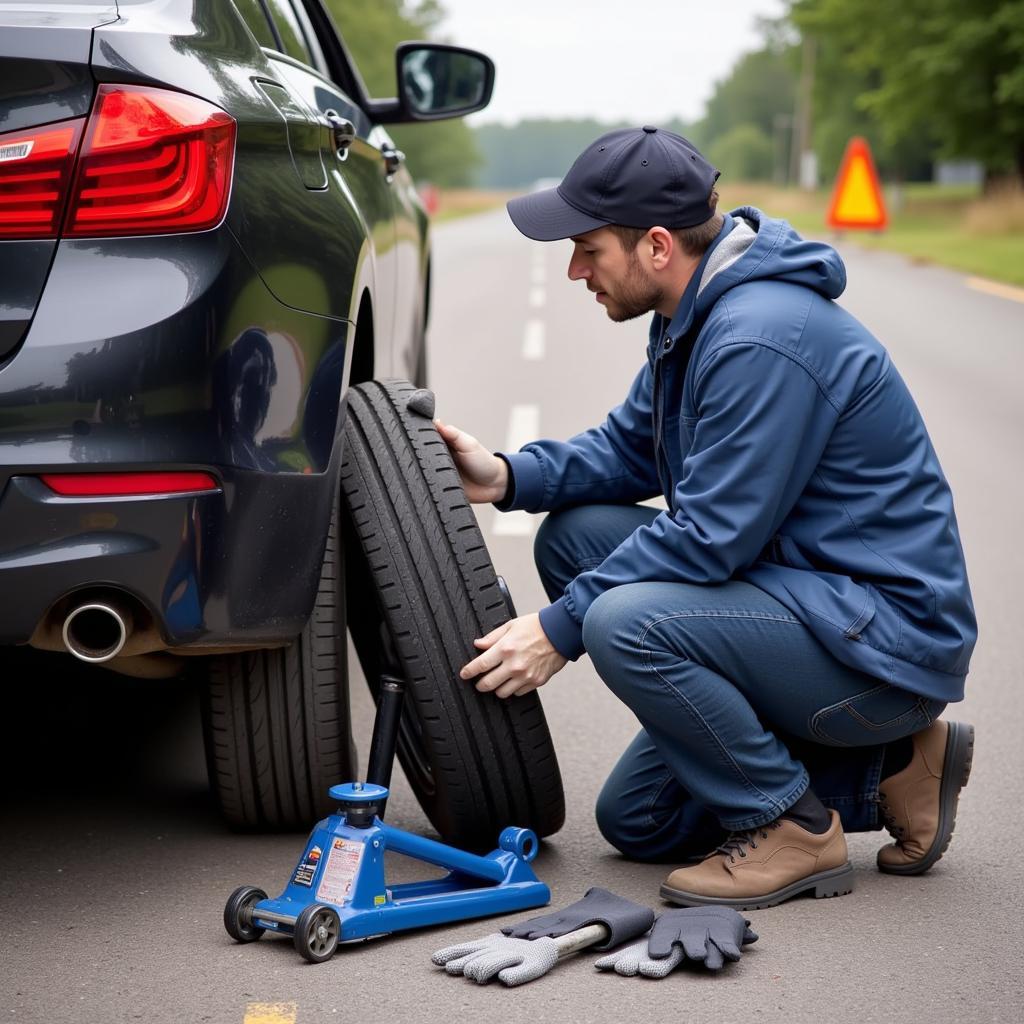 Changing a Flat Tire with Essential Car Trunk Tools