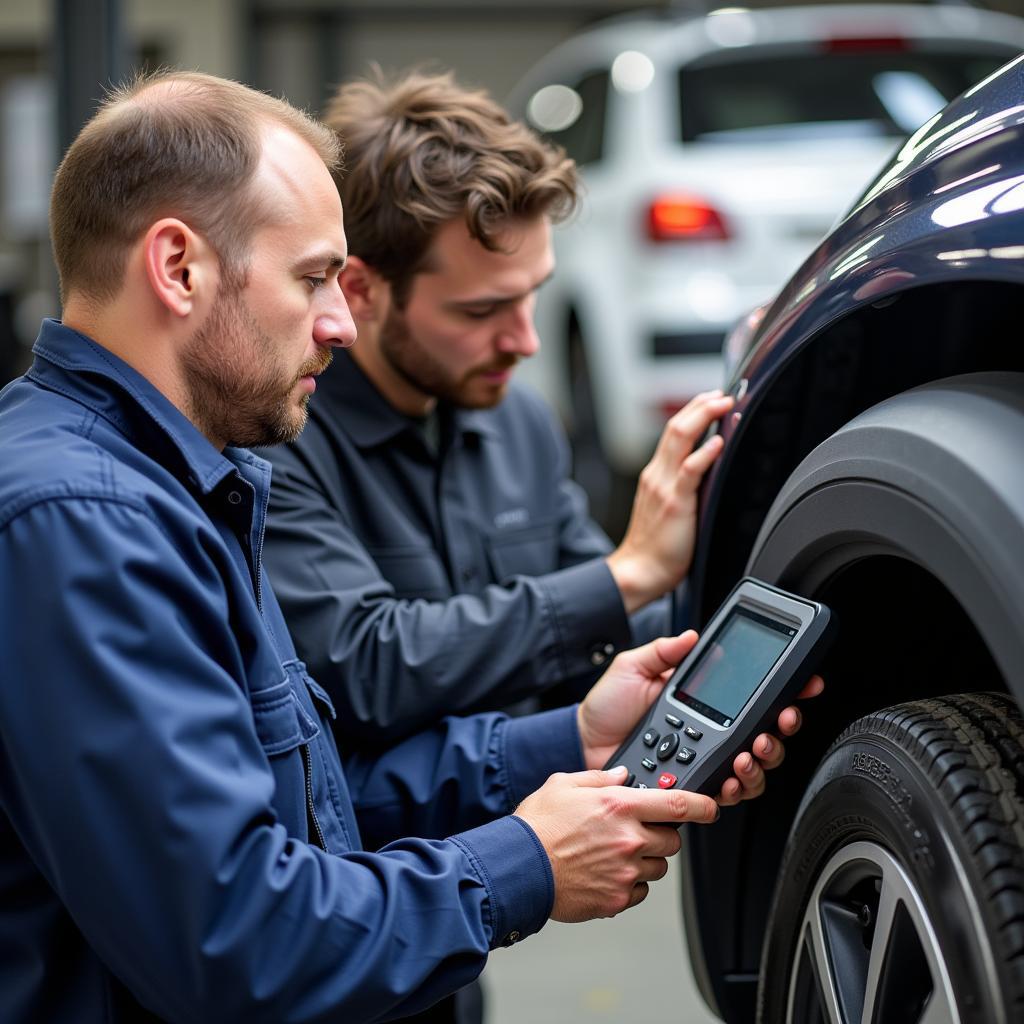 Mechanic Attending European Car Tool Training Session