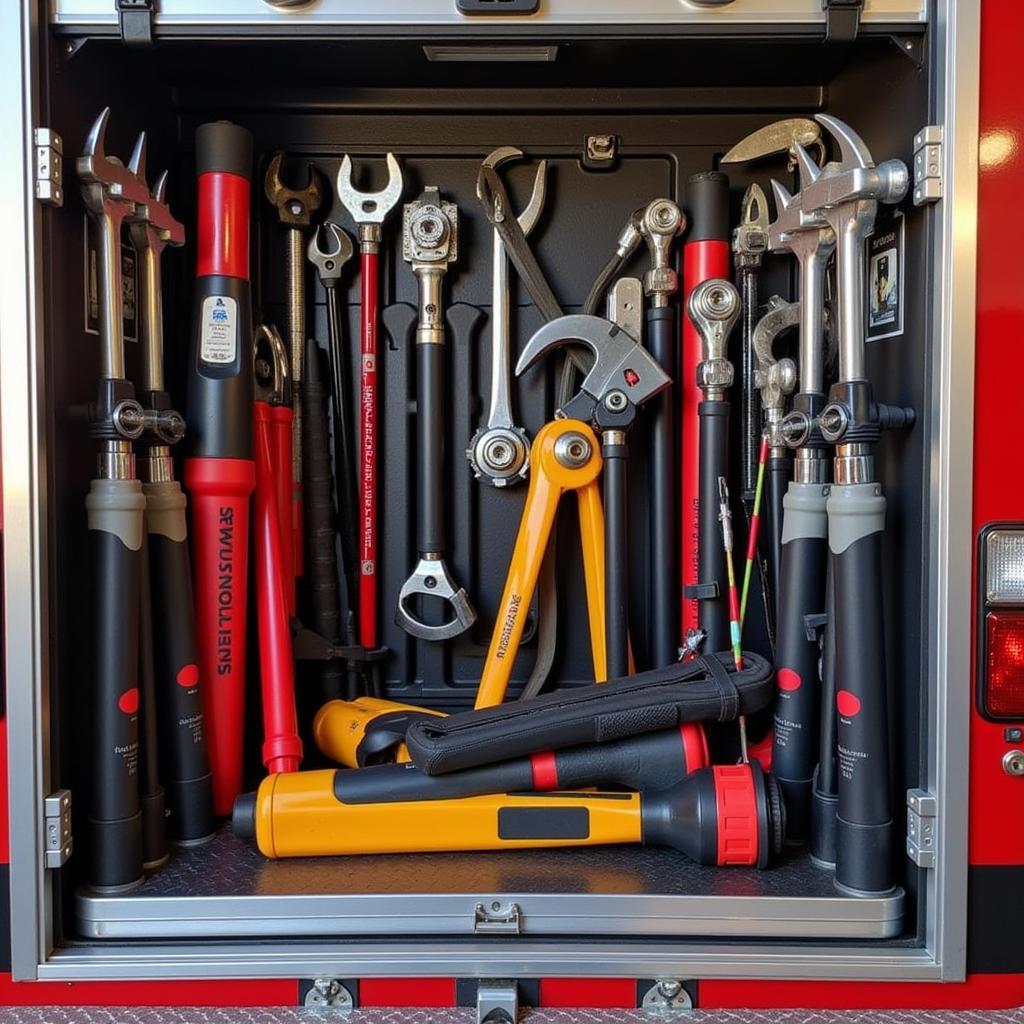 Extrication Tool Storage in a Rescue Vehicle