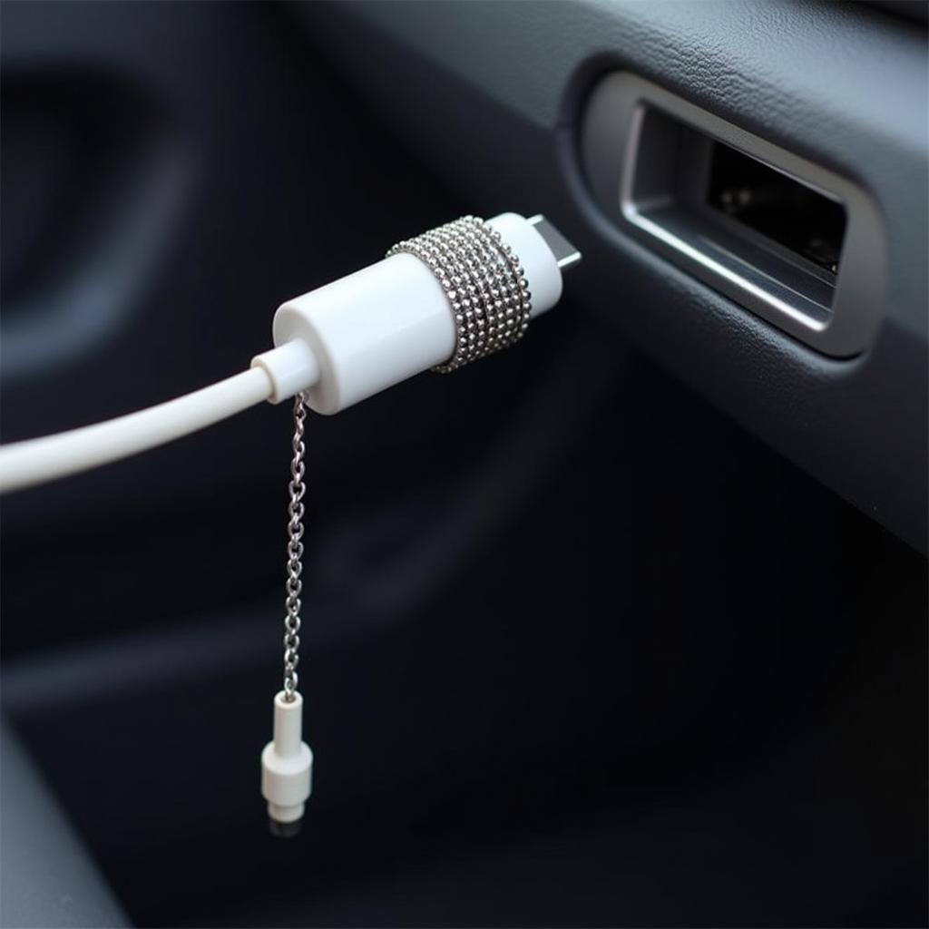 Ferrite Beads Attached to Car USB Cable to Reduce EMF Emissions