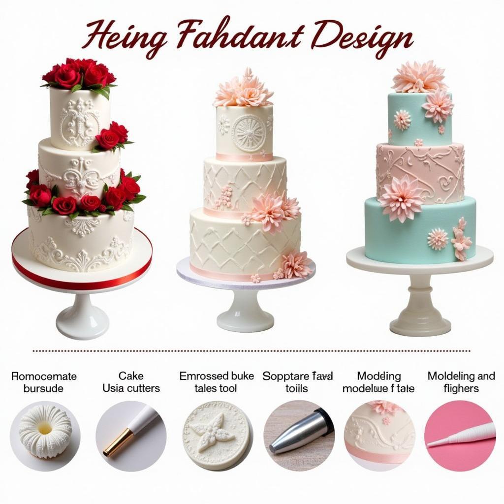 Examples of Finished Fondant Decorations on Cakes