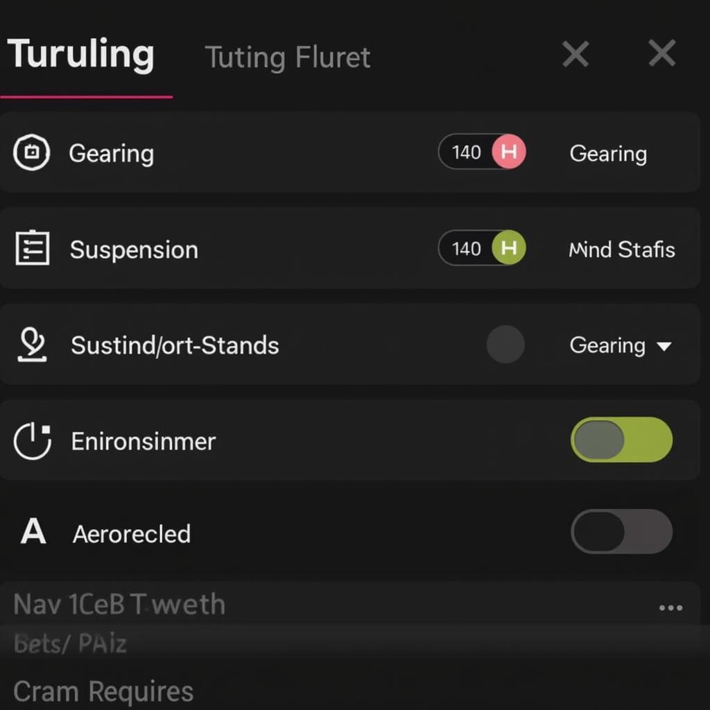 Forza Horizon 4 Car Tuning Menu