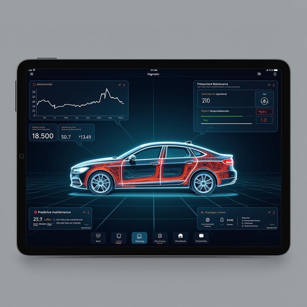 Futuristic Car Diagnostic Interface on a Tablet