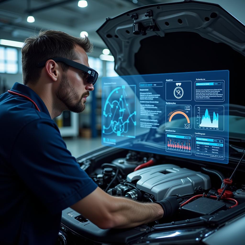 Futuristic augmented reality interface for car diagnostics