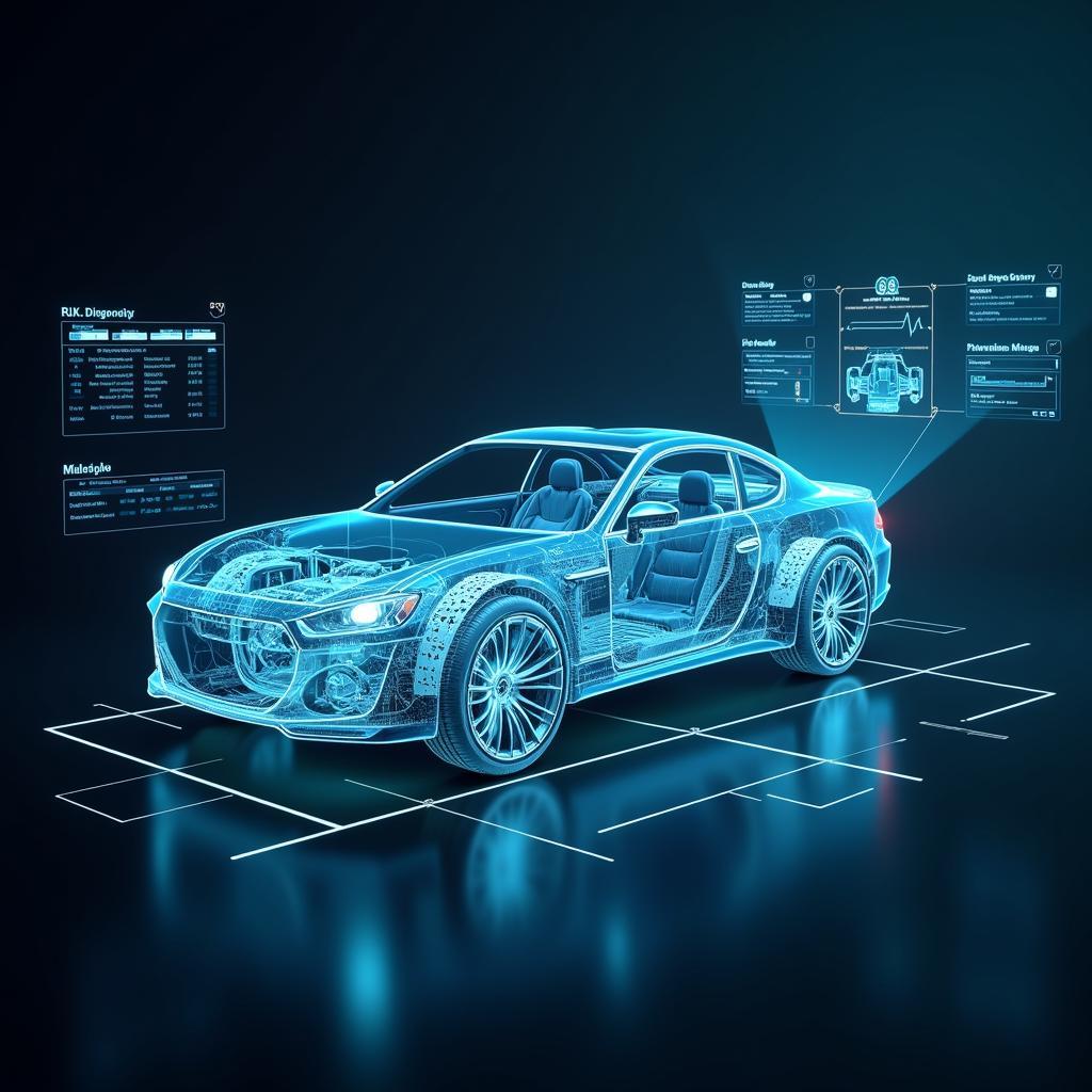 Futuristic Car Diagnostic Hologram Interface