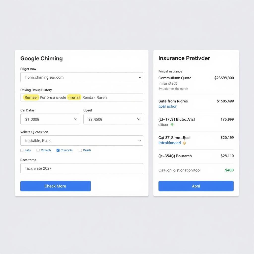 Google Car Insurance Comparison Tool Interface