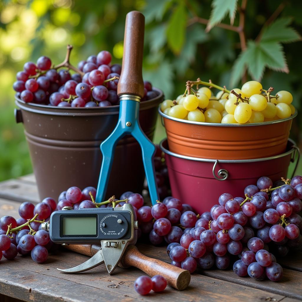 Grape Harvesting Tools and Refractometer