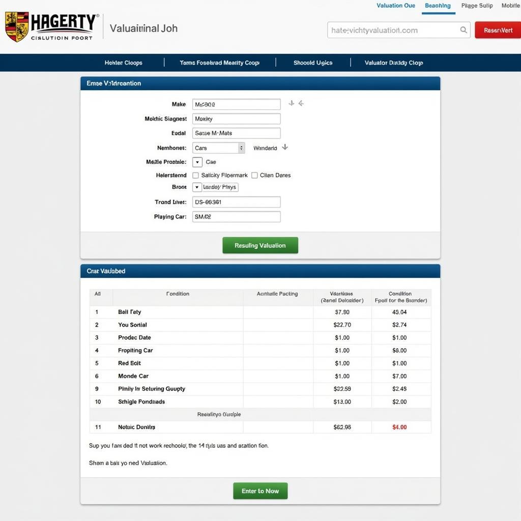 Hagerty Valuation Tool Interface