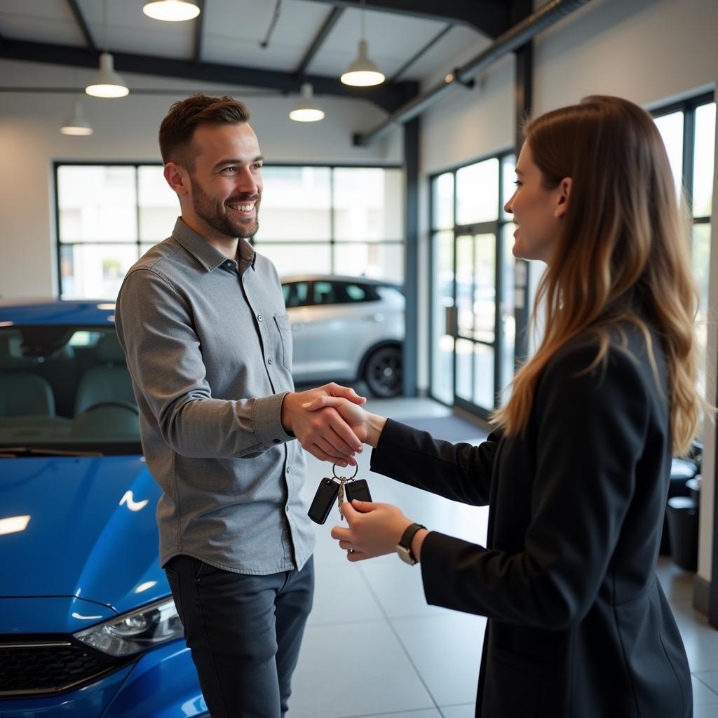 Happy Customer Receiving Car Keys