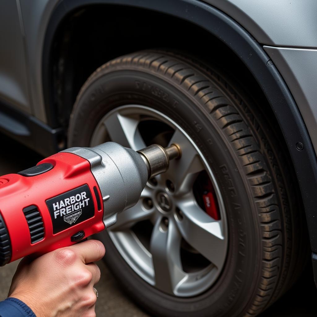 Harbor Freight Impact Wrench in Use