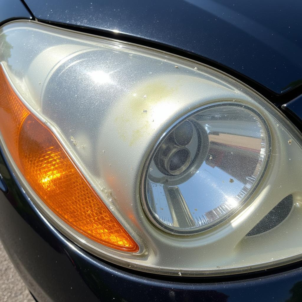 Close-up of UV Damaged Headlight