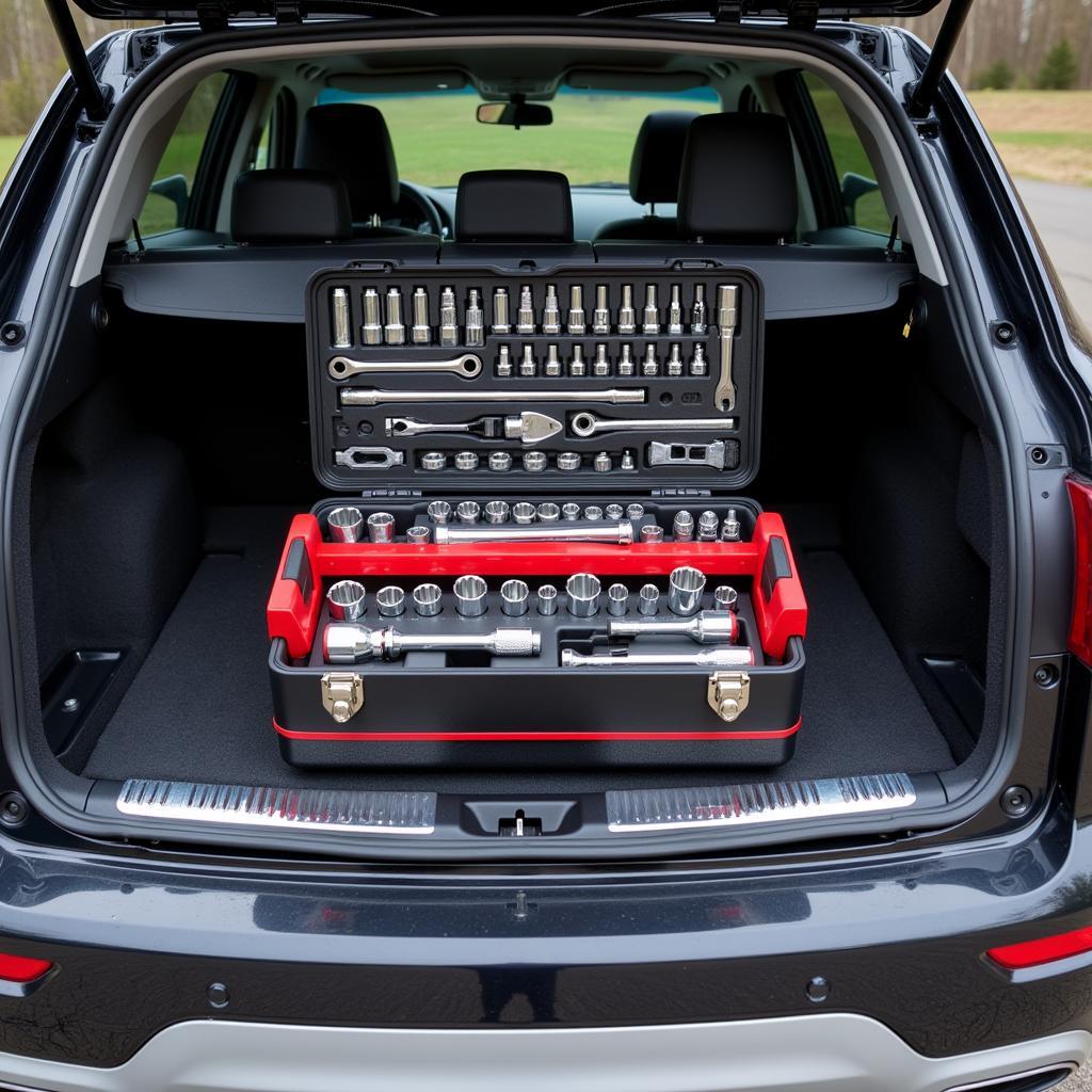 High-Quality Car Tool Kit in Organized Toolbox