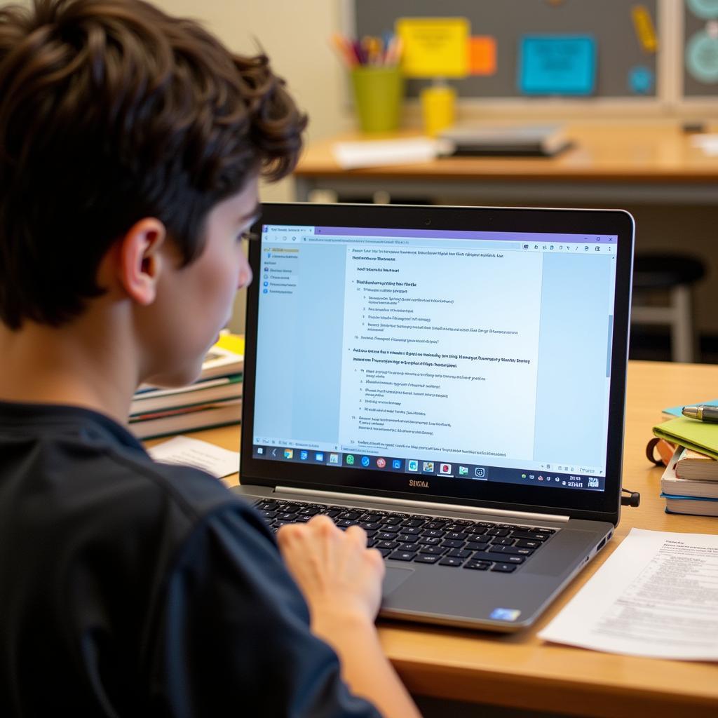 High School Student Using Career Assessment Tool on Laptop