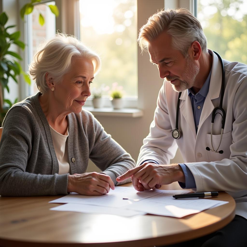 Elderly Woman Discussing Home Care Assessment with Doctor